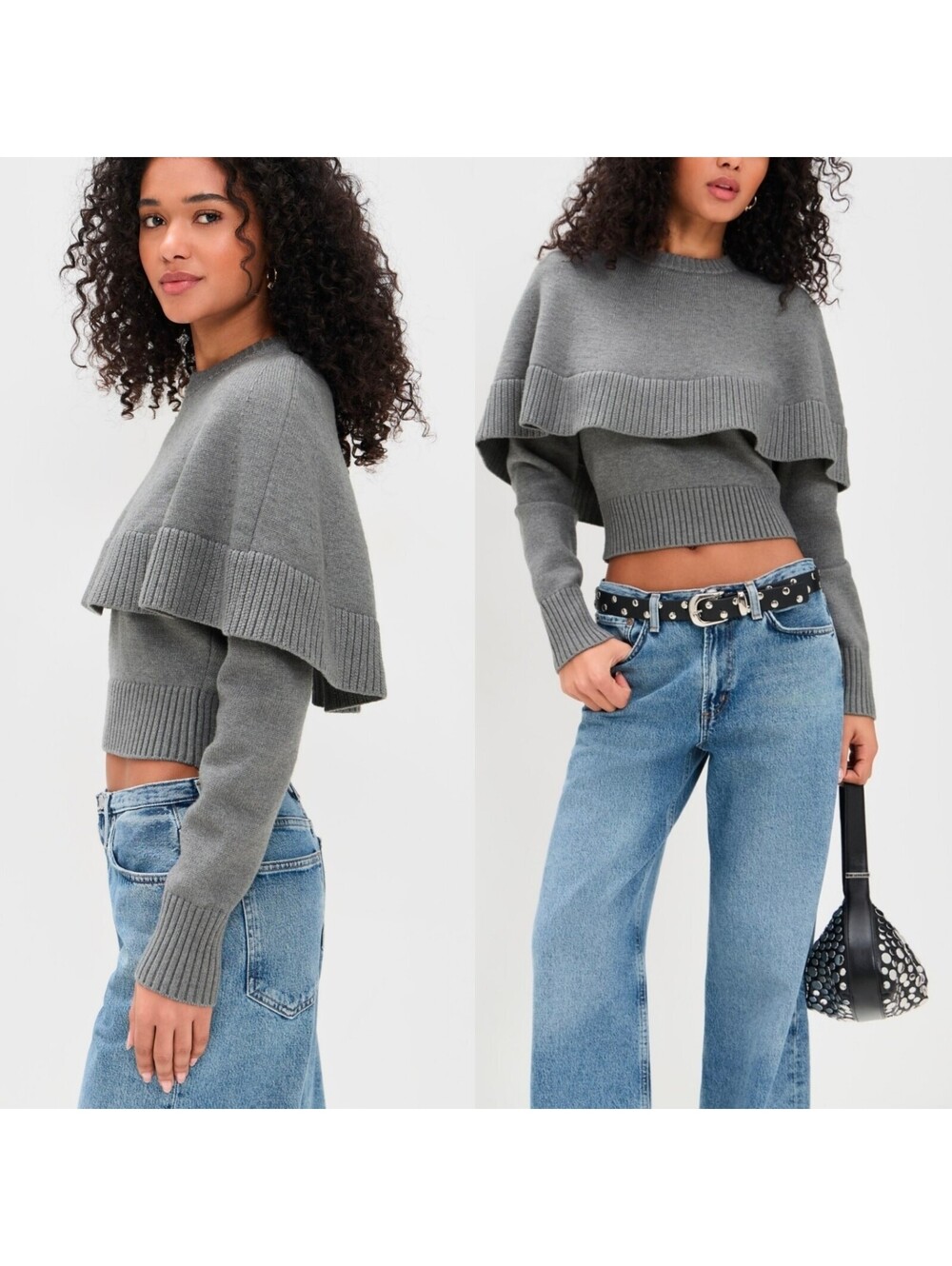 Ronny Kobo Gray Cape Evian Sweater Size Small Merino Wool Blend Classy Old Money